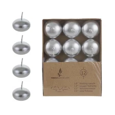 Mega Candles - Unscented 1.5" Floating Disc Candles - Silver, Set of 36