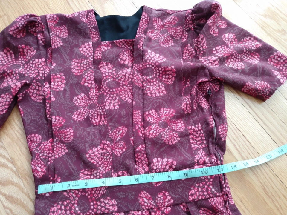 Vestido Vintage Amish Menonita Niña 30" Pecho Rojo Borgoña Antigua Colonia Mexicana Foto 4 de 4