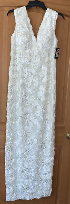 Macy s Marina Dress Gown Ivory long Lace/gold sequined NWT 149.00 Wedding Prom