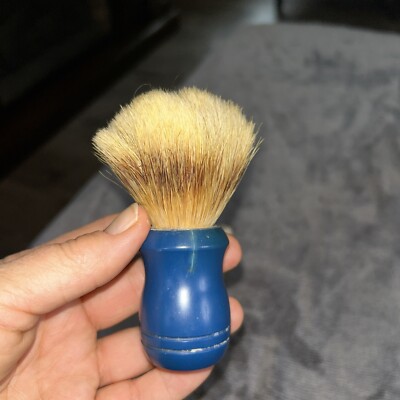 Men Wooden Blue Handle Shaving Brush Faux Badger Hair Barber Face Tool.
