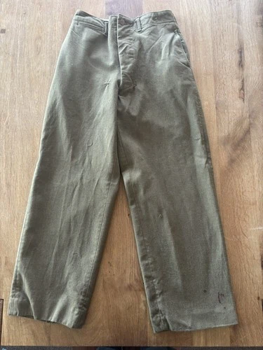 Vtg 40s WW2 US Military Wool Trousers Pants Button Fly Size Small
