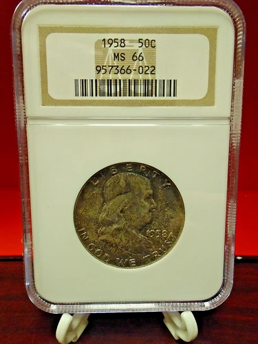 1958 United States Franklin Silver Half Dollar NGC MS 66 Incredible Tone