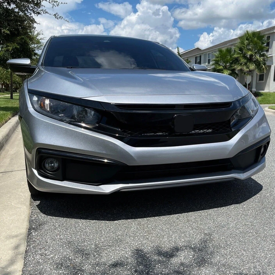 Adecuado para rejilla de malla de parachoques delantero negro brillante para Honda Civic 2019-2021 Foto 3 de 4