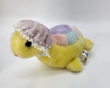 VTG 5" Russ Berrie TULLY Yellow & Pastel Turtle Plush Stuffed Animal Bonnet Hat