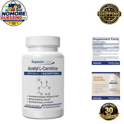 High Potency Acetyl L-Carnitine 60 Veg Caps - Maximum Absorption & Detox Support