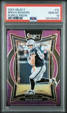 2024 Panini Select - BROCK BOWERS (RC) #31 Purple Prizm /75 PSA 10 Gem Mint!