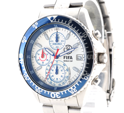FIFAワールドカップ2002腕時計 Seiko 2002 FIFA World Cup Chronograph Quartz Watch V657-0AA0 White