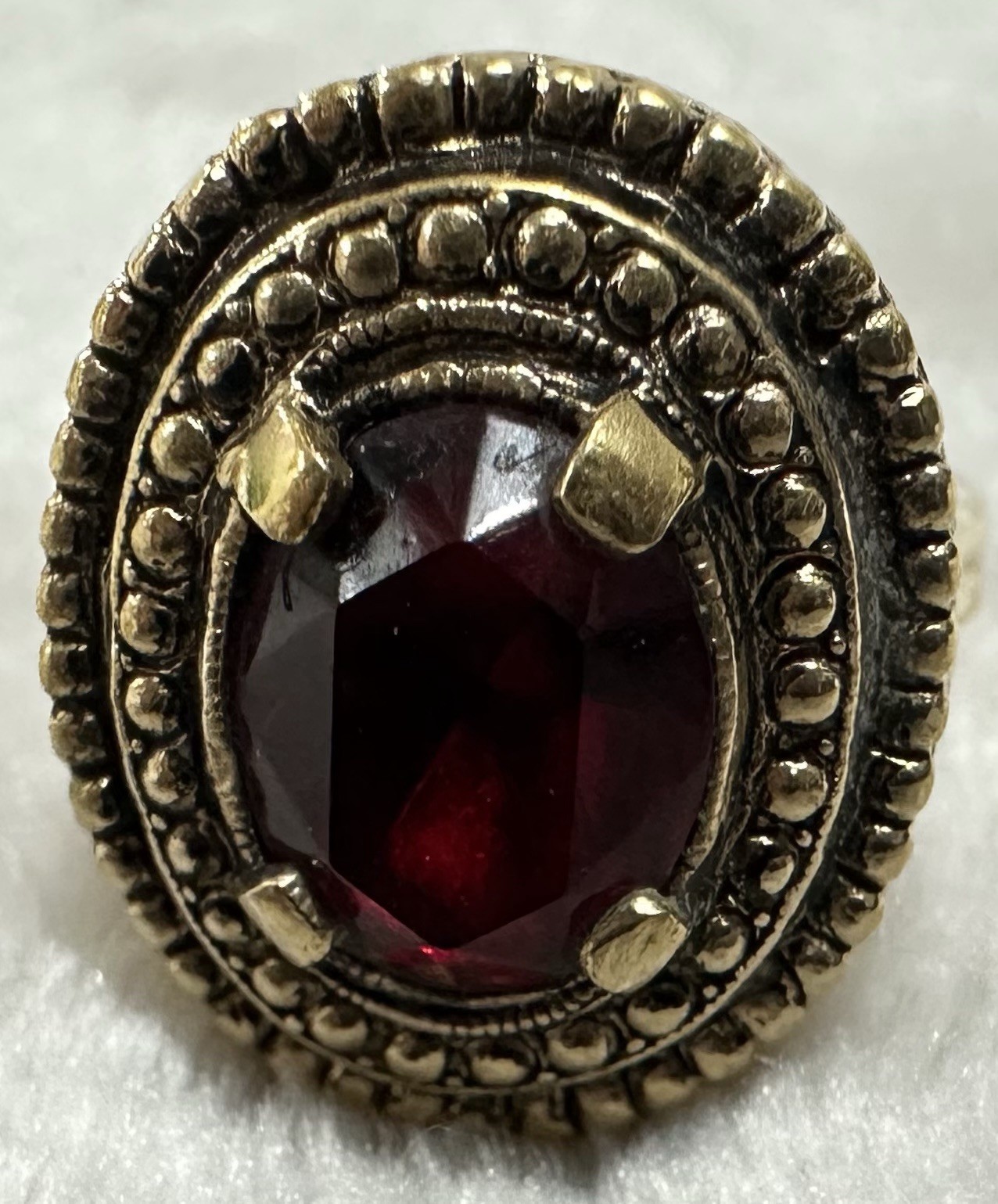 Sarah Coventry Red Ruby Rhinestone Ring  Signed A… - image 1