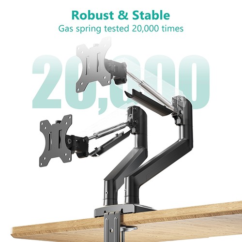 Dual Monitor Mount For 13″–34″Screens Adjustable Dual Monitor Stand 180° Swivel - Afbeelding 6 van 9