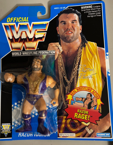 WWF wwe Hasbro Razor Ramon Wrestling Figure Blue Card Purple Attire MOC ...
