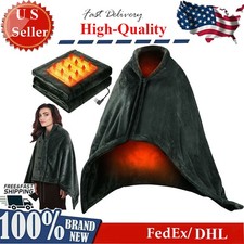 Heated Blanket Electric Heated Blanket Heated Poncho Shawl Wrap Throw w/ Zipper
