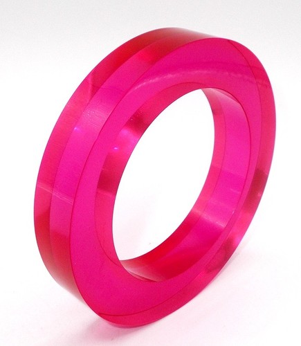Vtg Bangle Bracelet 1990s Estee Lauder Designer Hot Pink Lucite Chunky 5/8"
