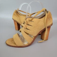 FRYE Womens Block 4" Heels Sofia Tie On Gladiator Brown Peep Toe Suede Shoe Sz 9