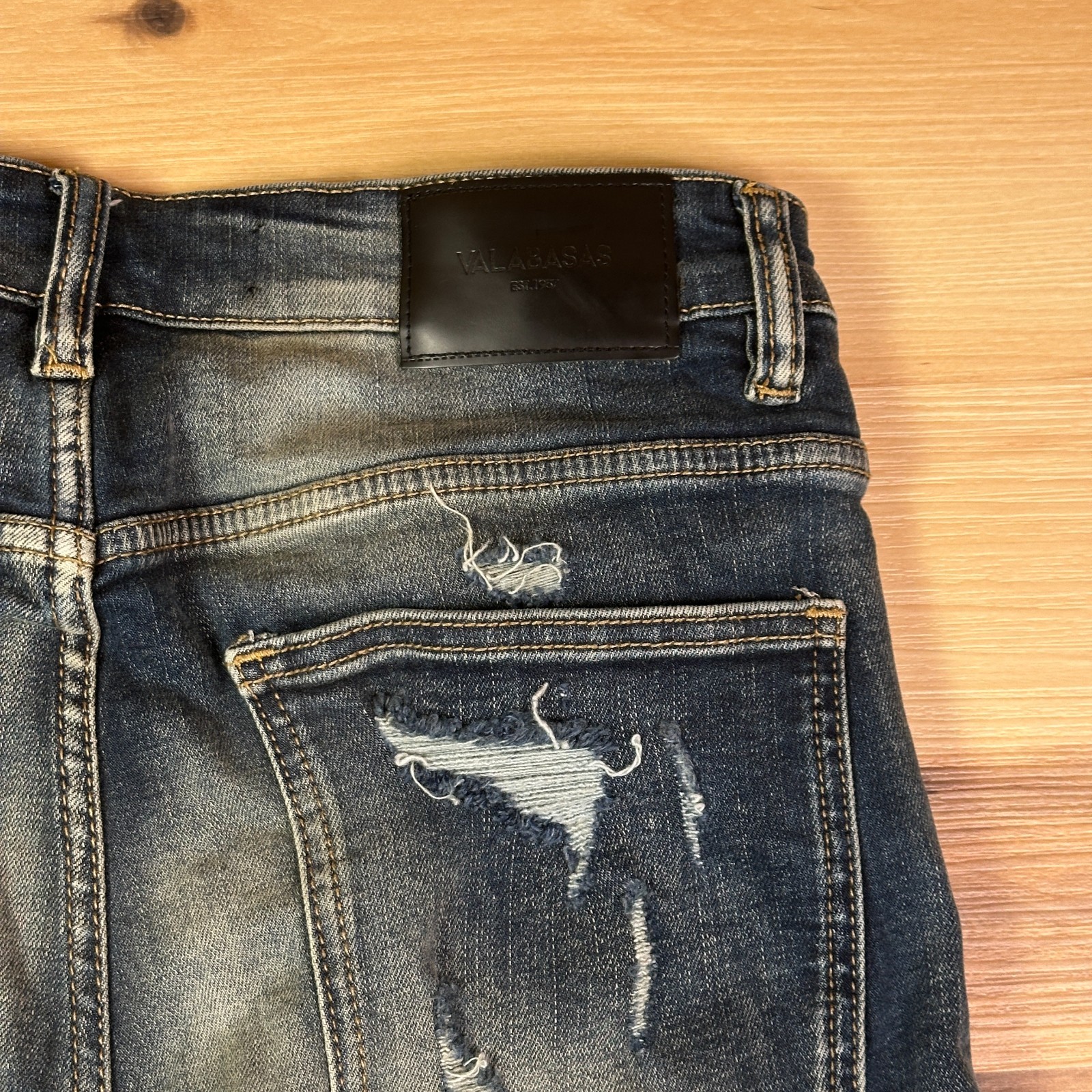 VALABASAS Panels Stacked Patchwork Denim Jeans Me… - image 6