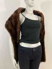 Beautiful EXTRA LONG Chestnut Brown Mink Fur Stole Wrap Shawl - New Lining