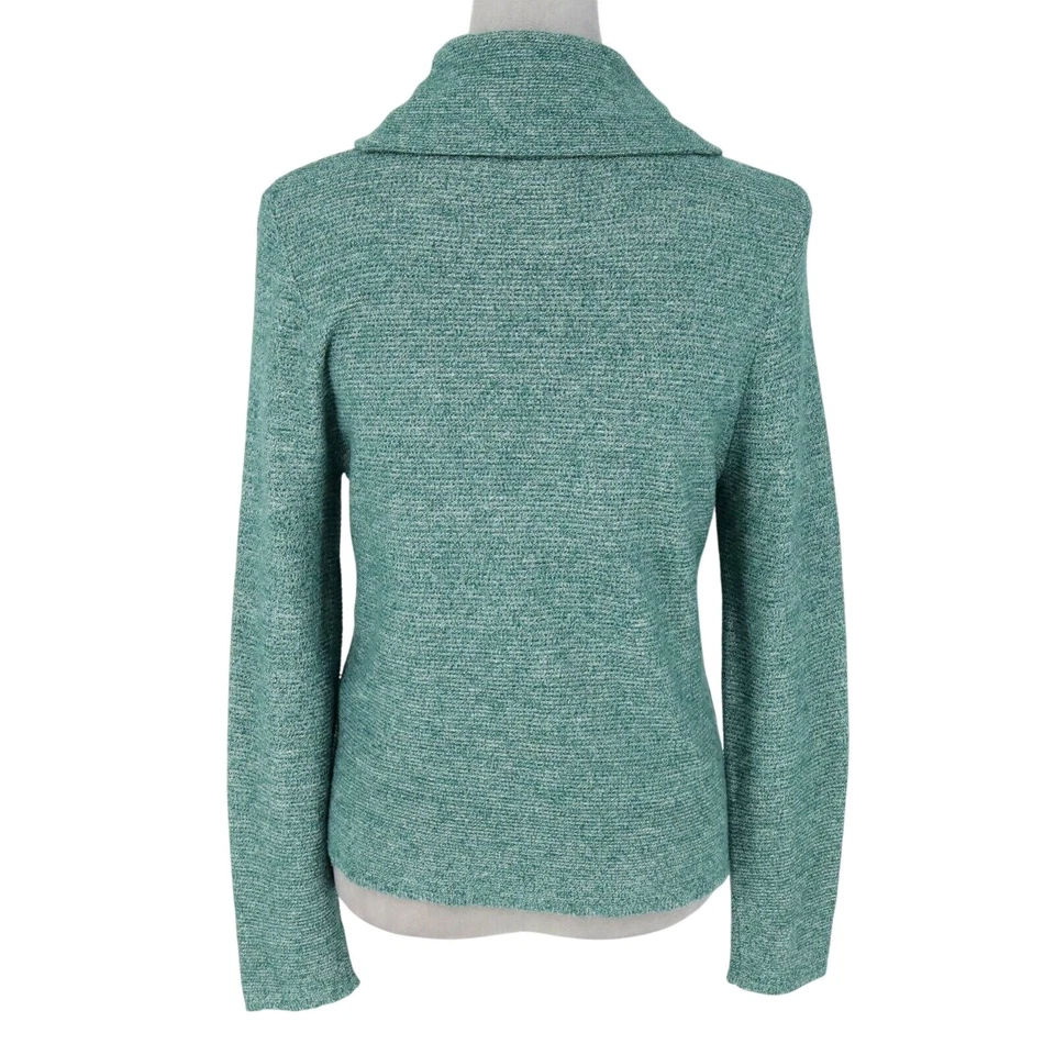 Suéter Chicos 1 Mujer Medio Verde Capucha Cuello Acanalado Tejido Pullover Costero Foto 2 de 4