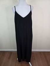 GAP Women's Rayon Sleeveless Black Midi Dress Size Large Strappy