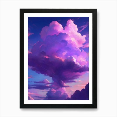 Anime Pastell Traum Himmel lila Wolke gerahmt Wandbild Poster Leinwanddruck Bild