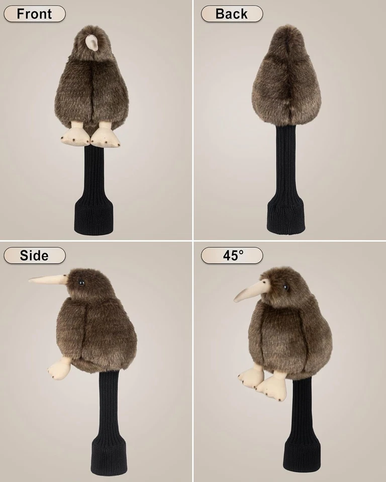 Гибридный чехол на голову персонажа гольфа UT киви птица длинный вырез вязаный стиль милое животное - Изображение 3 из 3