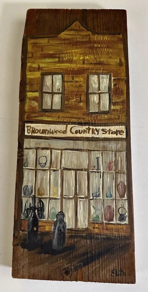 Old Country Store Kitchen Wall Art On Heavy Wood HAND PAINTED Signed ELTO - Image 2 of 4