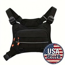 Tactical Chest Bag Front Rig Harness Reflective Vest Running Pack Utility Pouch