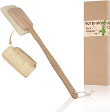 Natural Loofah with Handle,Back Scrubber for Shower Exfoliating Luffa on a Stick