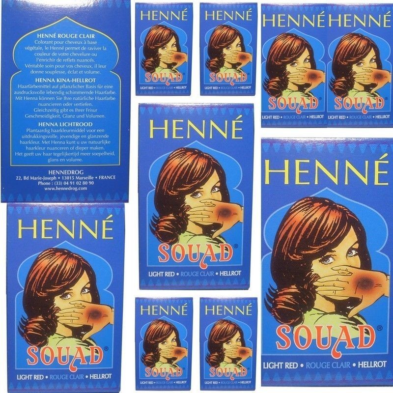 Henné Rouge Clair Souad pour raviver les reflets ternes et couvrir les cheveux blancs