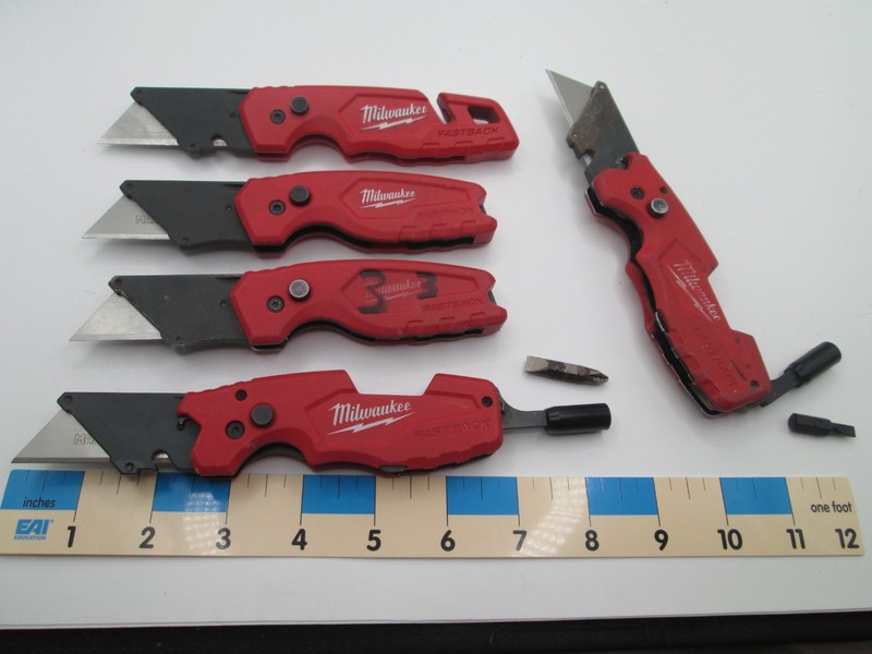 Lot of 5 Red GFN Milwaukee 48-22-1500 1501 1505 FastBack Utility Knives