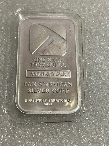 Pan American 1/2 Troy Oz .999 Fine Silver Bar In Original Plastic- Toning!