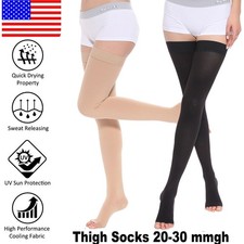 Relieve DVT  PE Thigh High compression closure socks 20-30mmHG For Womens/Mens