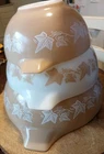 3 Vintage Pyrex Sandalwood Cinderella Mixing Bowl Set Tan Ivy Leaves MINT