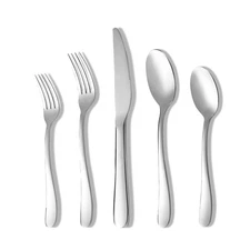 20 Piece Bright Silver Silverware Set, Kitchen Utensils Set, Silverware Cutle...