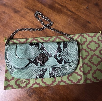 orYANY Green Snake Print Shoulder Bag  Chain Strap  Dust Bag Included. Very Chic