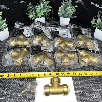 8 QTY! BULK- Mueller ProLine Brass PEX Push-Fit Tees 1''x1''x1'' 632-005HC 43143