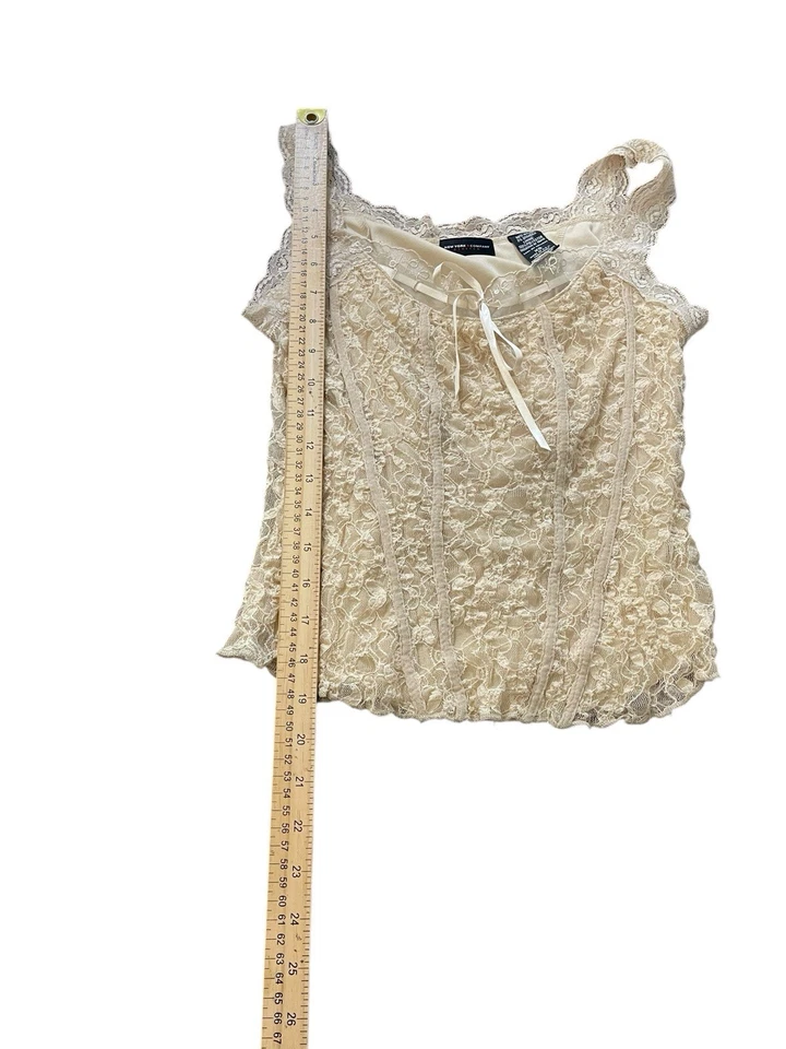 Corsé camisola Y2K de colección de encaje bustier vintage hadas coqueta lazo XS Foto 3 de 4