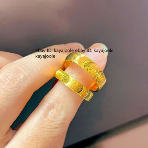 Pure 999 24K Yellow Gold Lucky 3.5mm Shiny Ring Men Women Band US 4/5/6/7/8/9 - Picture 4 of 30