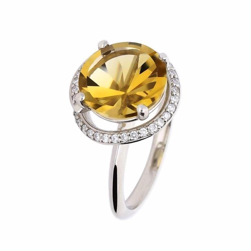 Palladium Ring besetzt mit einem 3,83ct Citrin und Diamanten