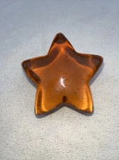 Fire And Light Star Paperweight Orange Recycled Art Glass Signed