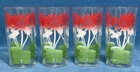 Set of 4 Vintage Federal Juice Glasses featuring Red Lilies