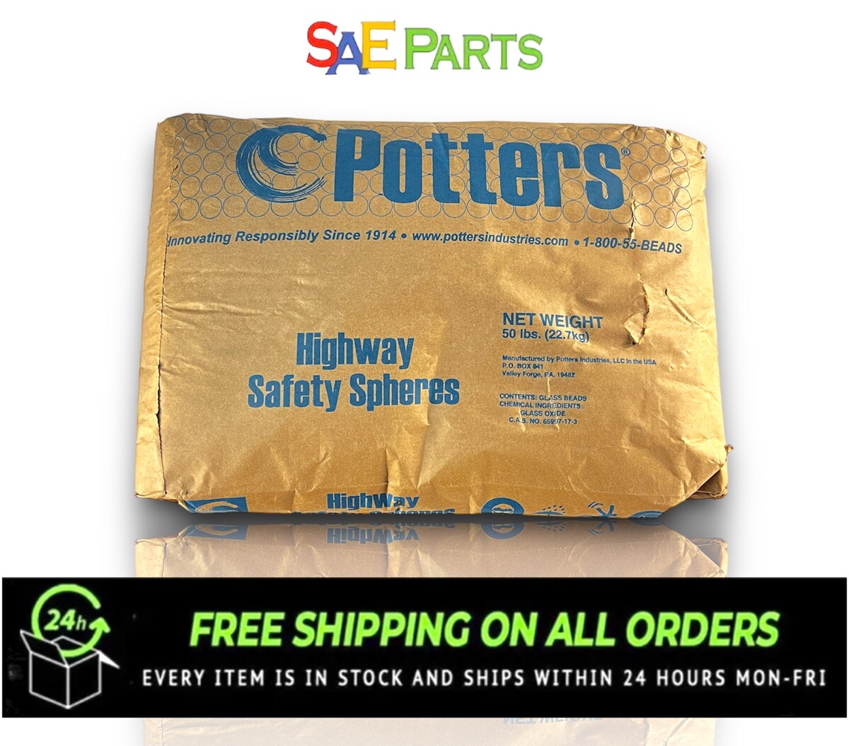 NEW Potters Highway Safety Spheres Reflective Glass Beads (50lb Bag) eBay