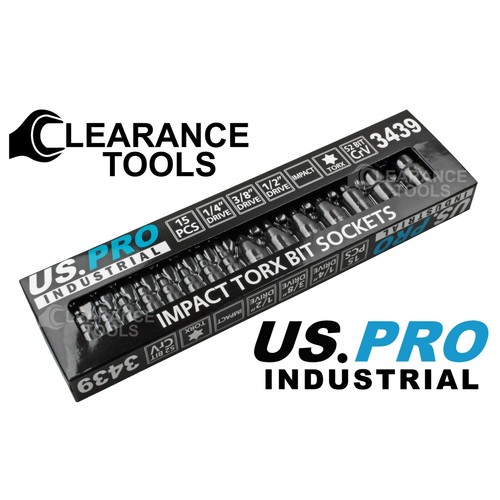 US PRO INDUSTRIAL IMPACT TORX BIT SOCKET SET T6 - T70 1/4" 3/8" 1/2"dr TRX 3439 - Picture 4 of 4