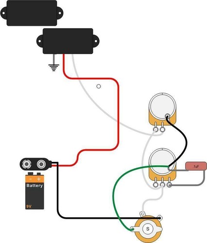 Artec Ceramic Active Precision Bass Pickups with Pots,Jack,Cap, and Battery Clip - Picture 7 of 7