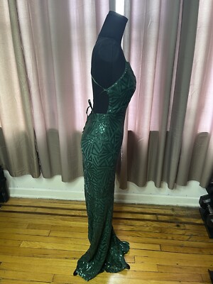 backless emerald green dress Lulus Demetria Sequin Maxi Drees size:L When you slip into SH Shoot How did you dress