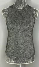 H&M Women's Sleeveless Top size M Silver Metallic