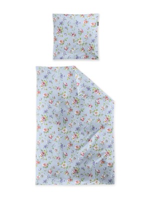 Irisette Wave Mako-Satin Bettwäsche 155x220 Rosen Blumen hellblau rosa 8591-20