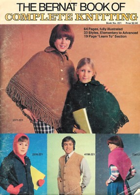 Vintage 1976 The Bernat Book of Complete Knitting Paperback 64 Illustrated Pages