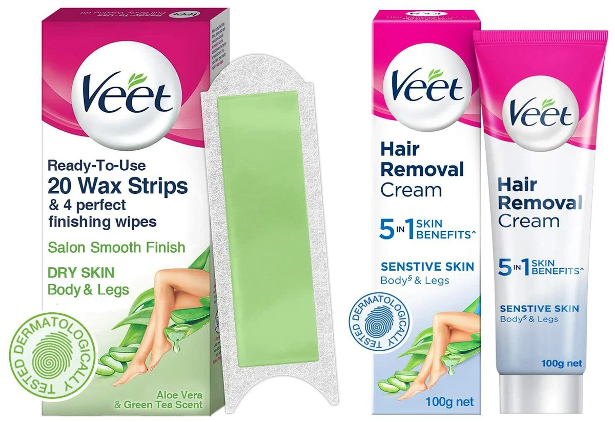 Veet 20 Wax Strip for Dry Skin Hair Removal Cream Sensitive