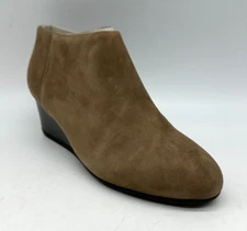 Easy Spirit Leinee Brown Suede Ankle Boots Women's Size 8 M Low Wedge Heel