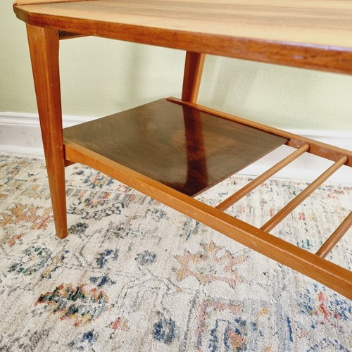 Mid Century Small Side Coffee Table With Shelf & Handles Foldable Vintage 60's - Picture 8 of 20