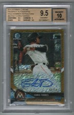 2018 Bowman Chrome Prospect Gold Shimmer Refractor Chris Torres Auto /50 BGS 9.5